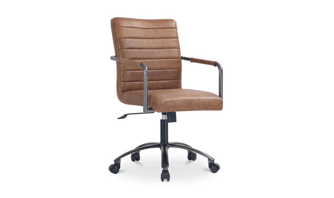 Roy Office Chair Open Road Brown Leather - AmericanHomeFurniture