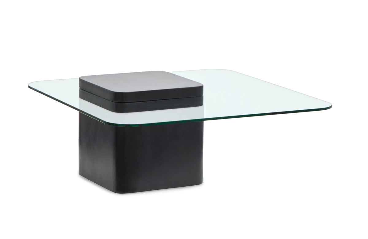Donora Clear Glass And Obsidian Square Cocktail Table - T6388-41
