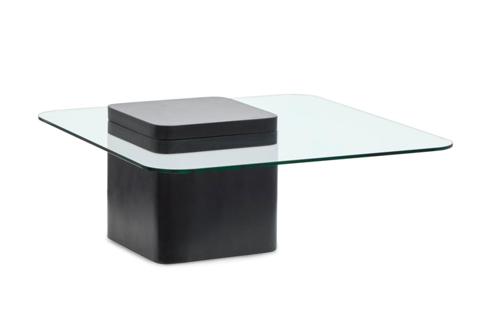 Donora Clear Glass And Obsidian Square Cocktail Table - T6388-41