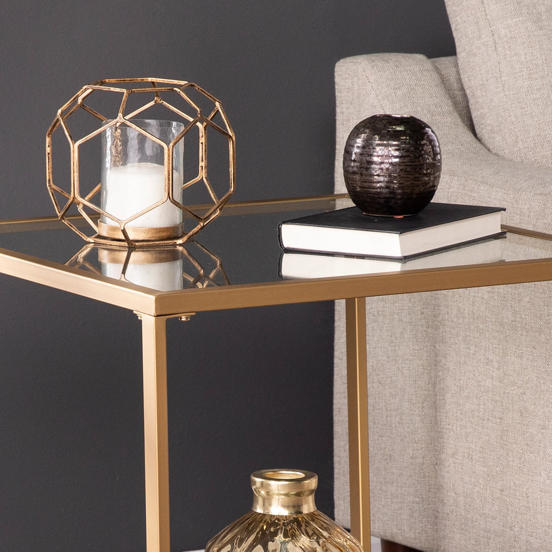 Horten Square Glass-Top End Table - AmericanHomeFurniture
