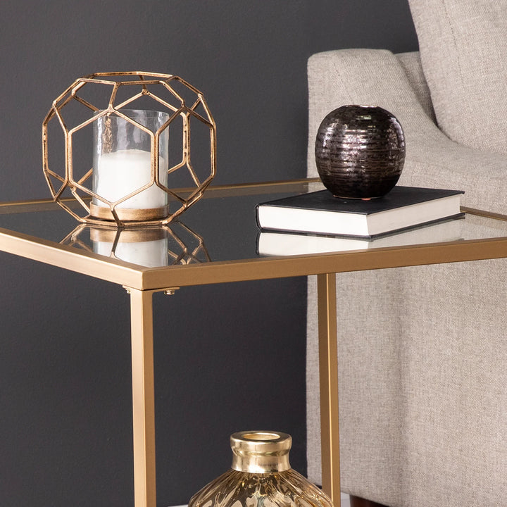 Horten Square Glass-Top End Table - AmericanHomeFurniture