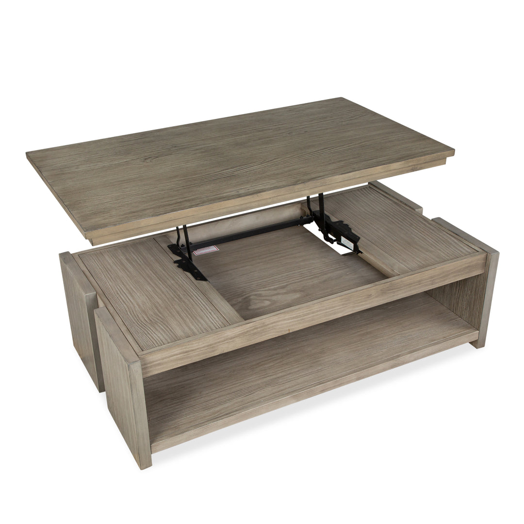 Conrad Stone Harbor Grey Rectangular Lift Top Storage Cocktail Table With Casters - T5865-50
