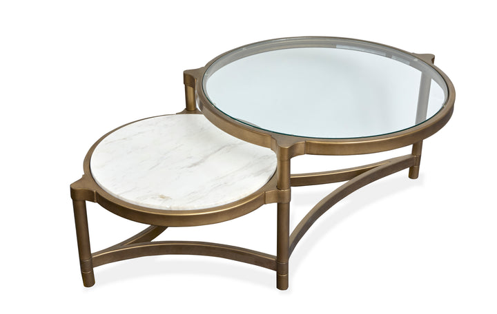 Cassidy Aged Brass And Volakas Classic Shaped Cocktail Table - T6357-62