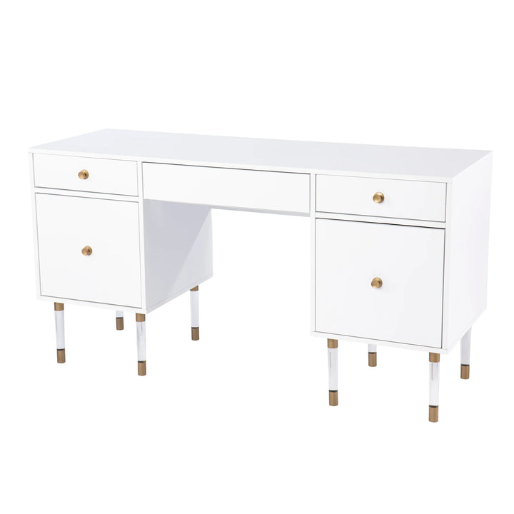 Holly & Martin Helston White Writing Desk - AmericanHomeFurniture
