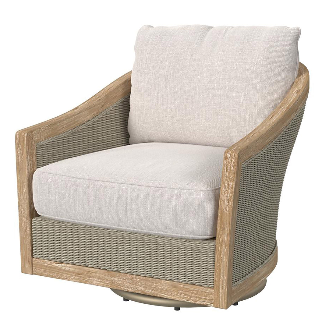 Cambria Swivel Club Chair in Canvas Canvas w/ Self Welt