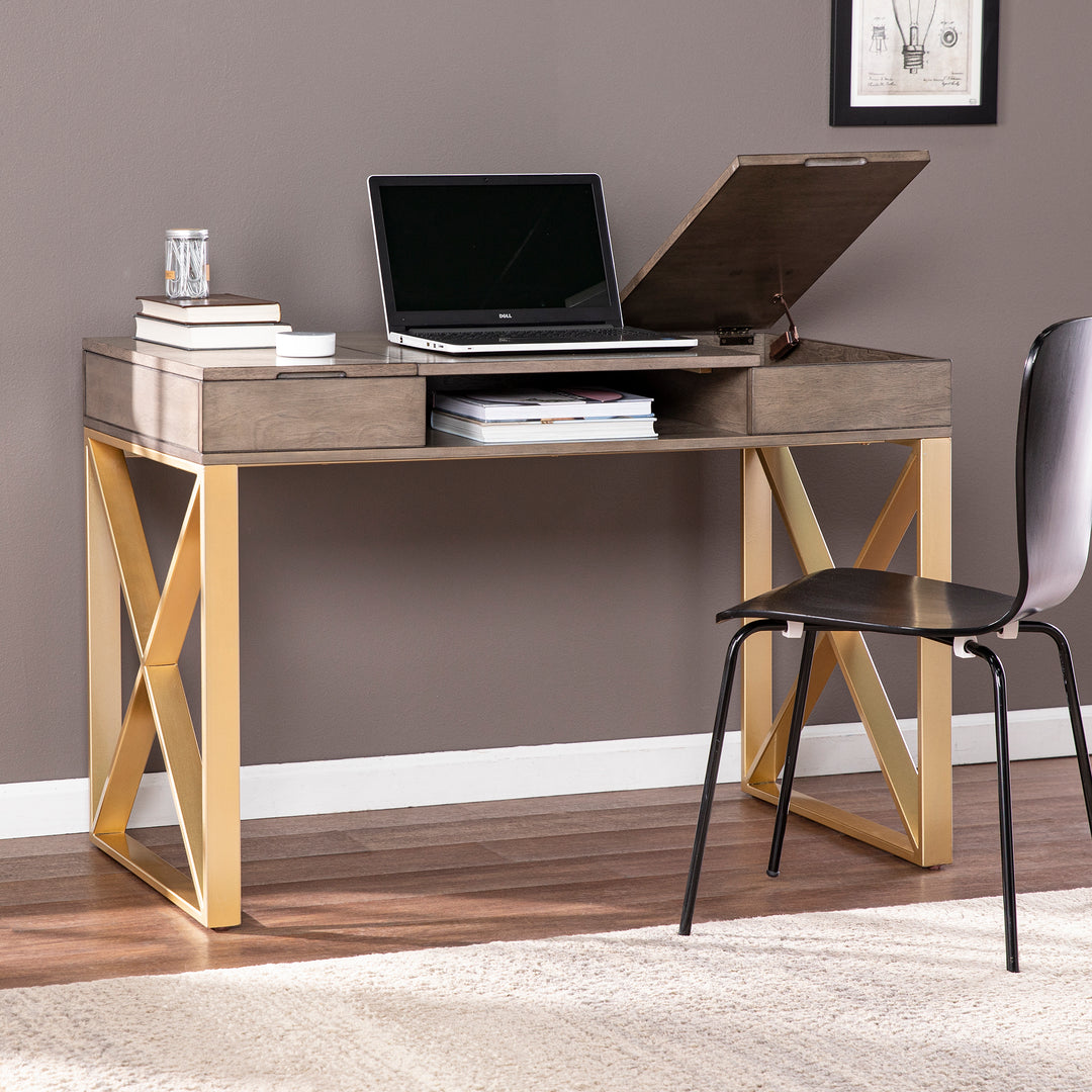 American Home Furniture | SEI Furniture - Bardmont Two-Tone Desk w/ Storage