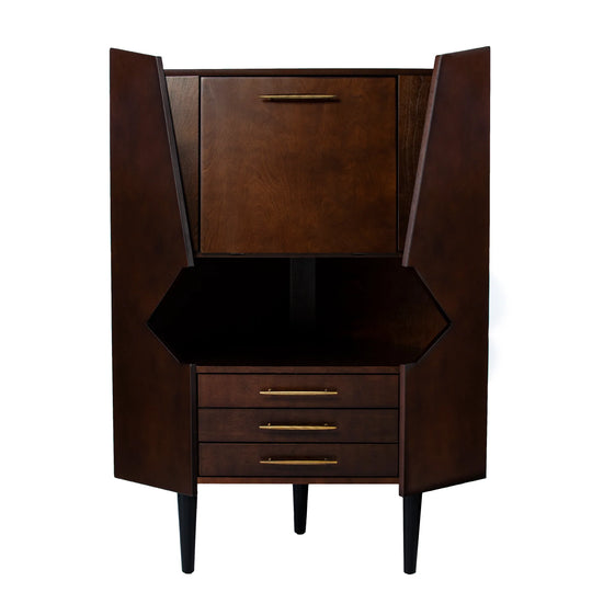 SEI Furniture Larson Corner Bar Cabinet - Dark Tobacco BAR + BAR CARTS