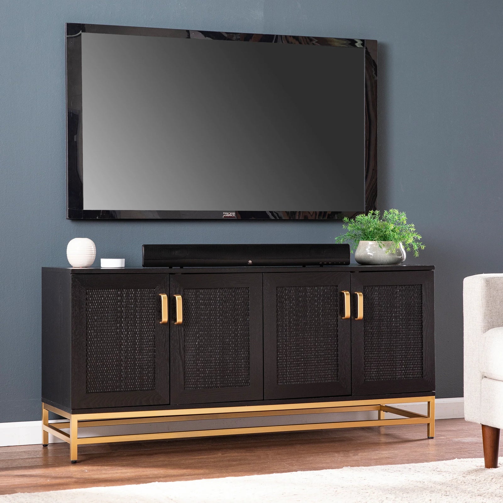 SEI Furniture Rolliston Contemporary 4-Door Media Console MEDIA + TV STANDS