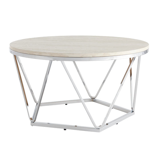 SEI Furniture Luna Faux Stone Round Coffee Table COFFEE TABLES