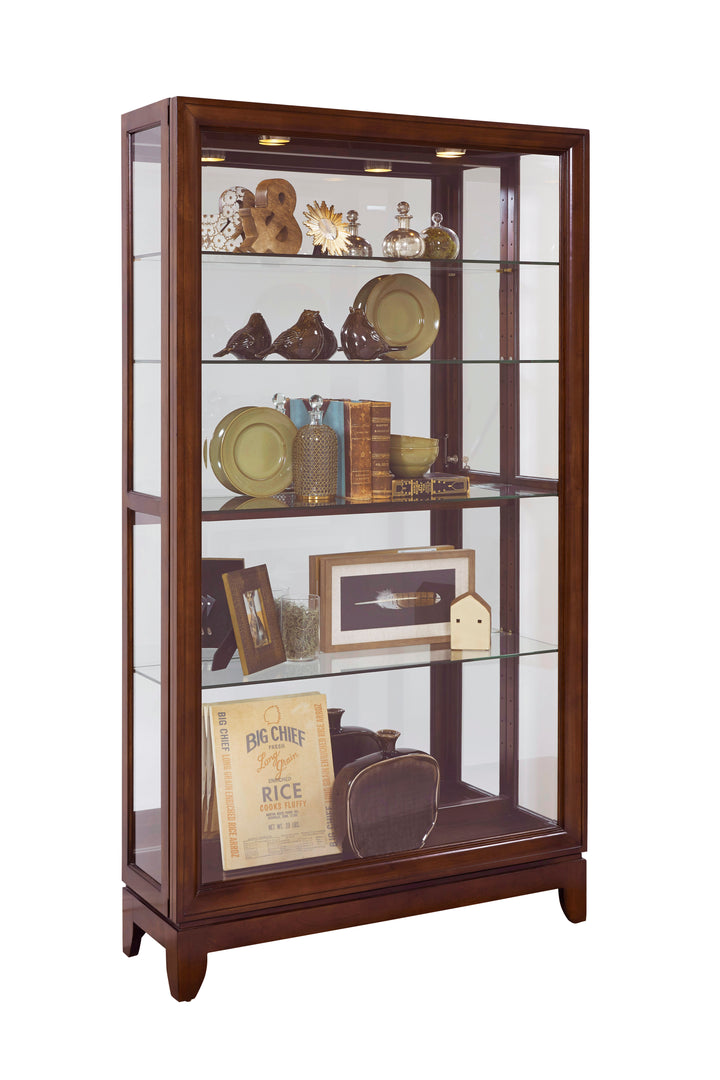 Curios Chocolate Cherry Sliding Door 5 Shelf Curio Cabinet - 20661