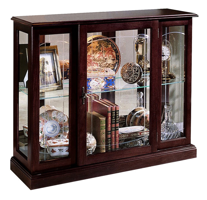 Curios Cherry Brown Lighted 1 Shelf Console Display Cabinet - 6705