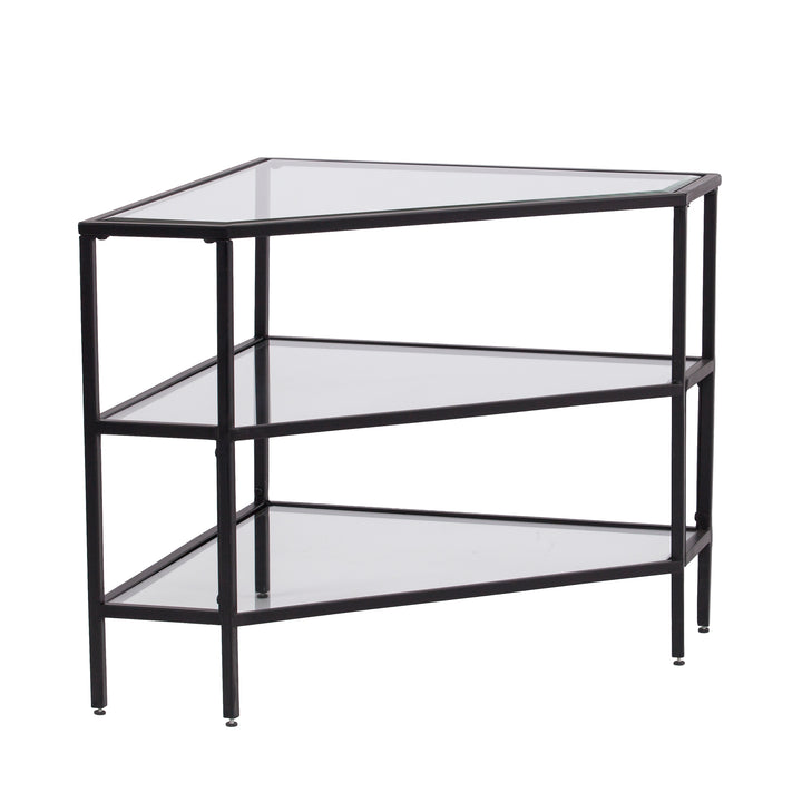 American Home Furniture | SEI Furniture - Niles Metal/Glass Corner TV Stand - Black