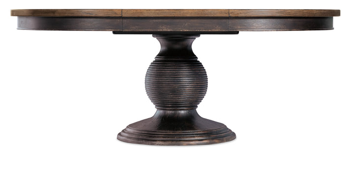 American Home Furniture | Hooker Furniture - Americana Round Pedestal Dining Table w/1-22in leaf - Molasses