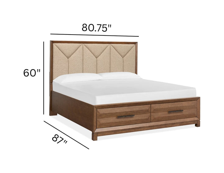 Callisto Bourbon Brown King Upholstered Panel Storage Bed - B6396-65A