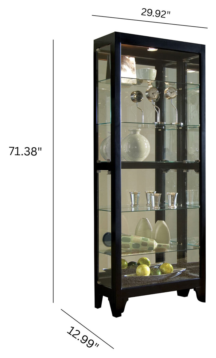 Curios Onyx Black Lighted Gallery Style 5 Shelf Curio Cabinet - 21218