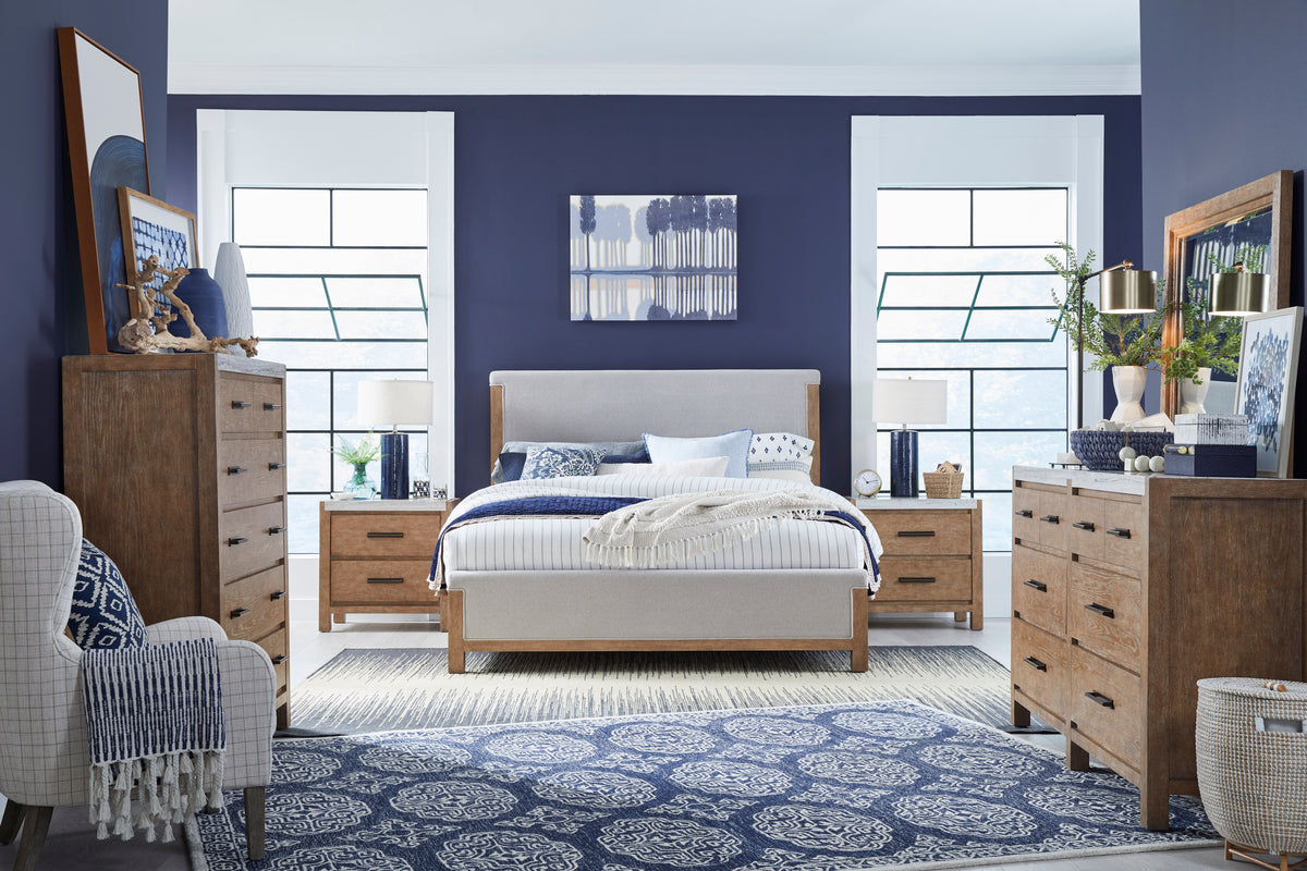 Plum Creek Sierra Brown Queen Upholstered Panel Bed - B5768-55
