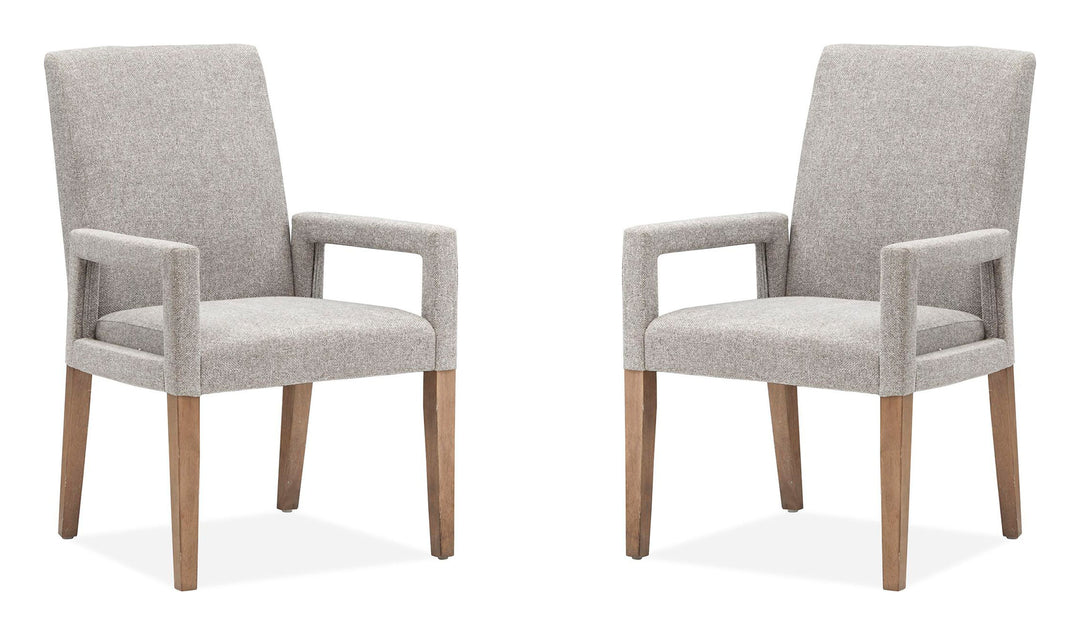 Lindon Belgian Wheat Grey Upholstered Arm Chair - Set of 2 - D5570-73G