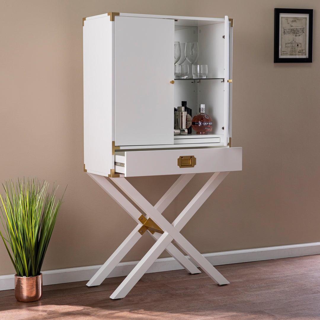 American Home Furniture | SEI Furniture - Campaign Tall Bar Cabinet w/ Storage