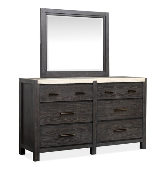 Plum Creek Ravenwood Black Drawer Dresser With Landscape Mirror - B5990-2040