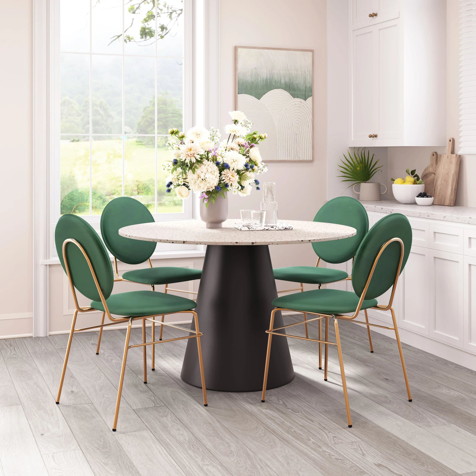 Zuo Odessa Dining Chair (Set of 2) Green & Gold DINING CHAIRS