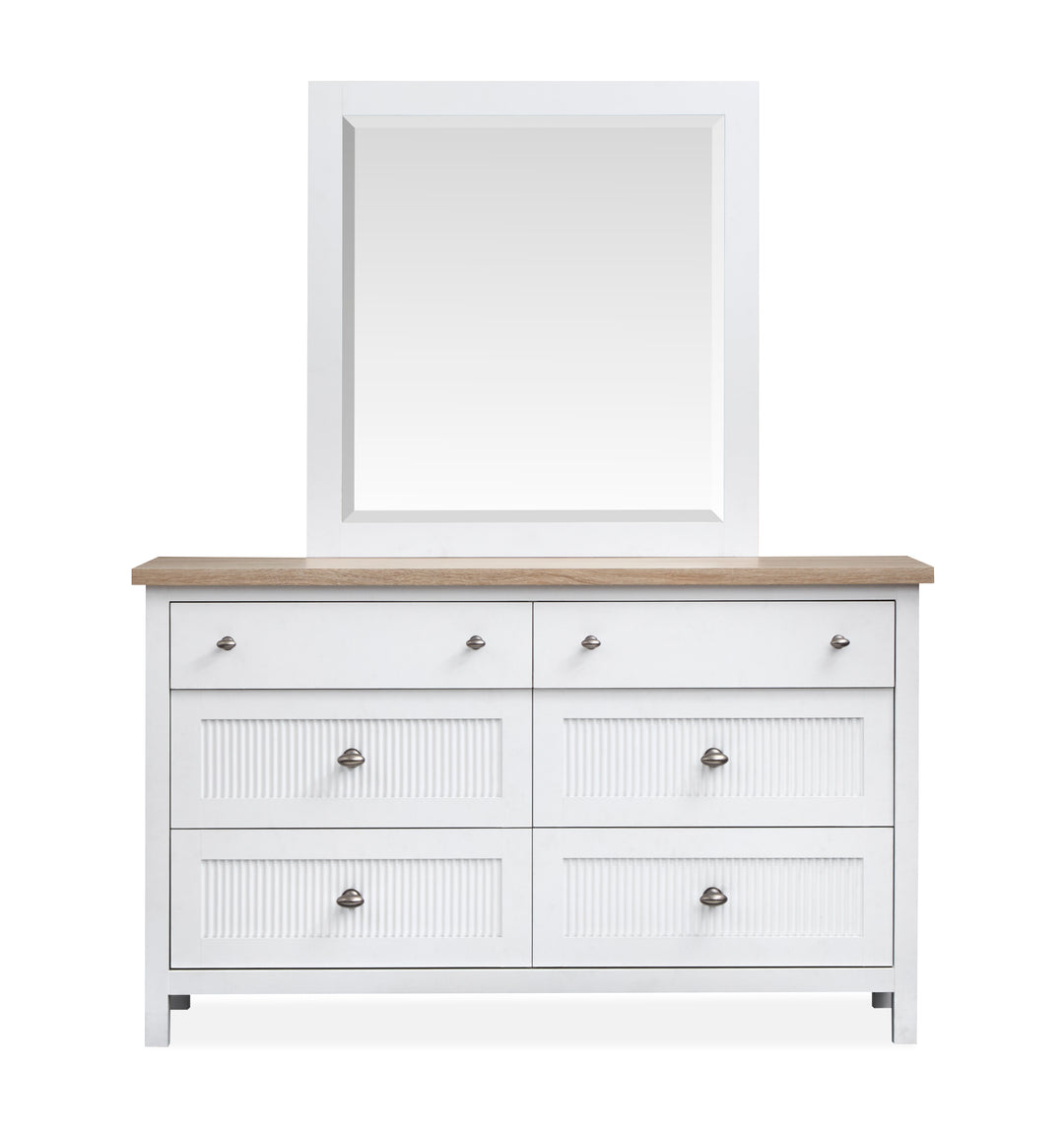 Windmill Harbour White Whisp And Sand Double Drawer Dresser With Portrait Mirror - B6313-2242