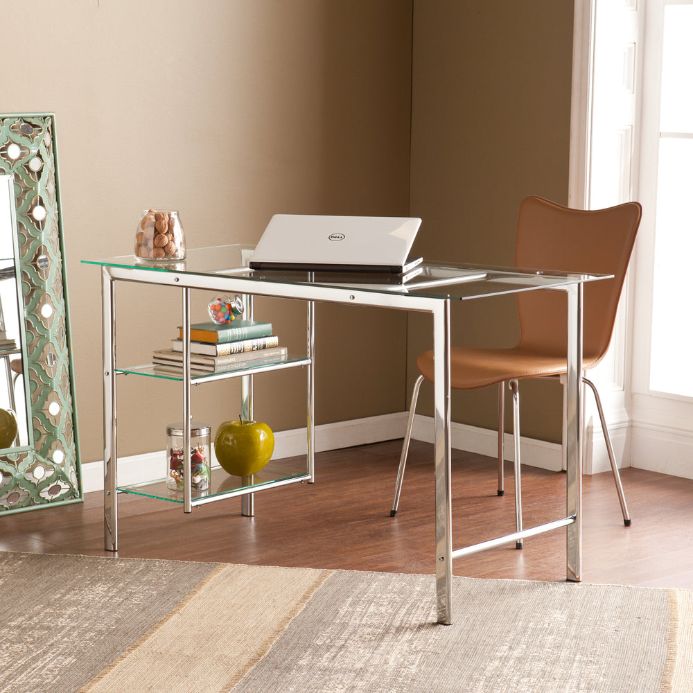 American Home Furniture | SEI Furniture - Oslo Chrome/Glass Desk