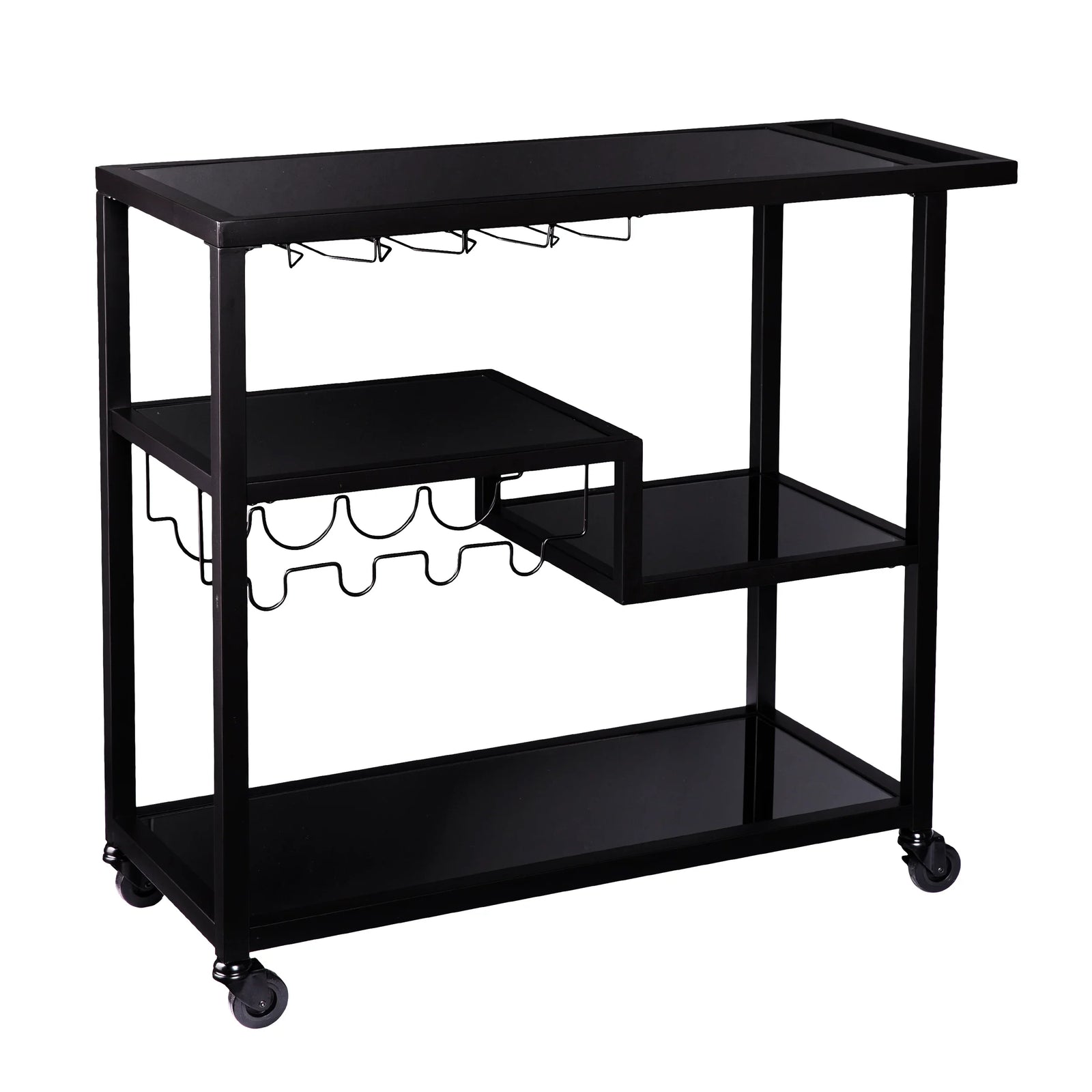 SEI Furniture Holly & Martin Zephs Bar Cart – Black w/ Smoked Mirror BAR + BAR CARTS