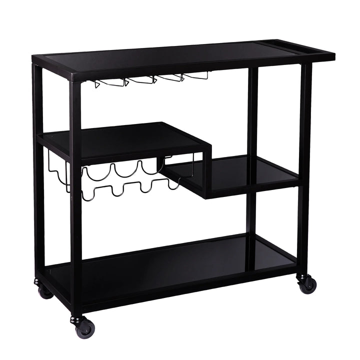 Holly & Martin Zephs Bar Cart – Black w/ Smoked Mirror - AmericanHomeFurniture