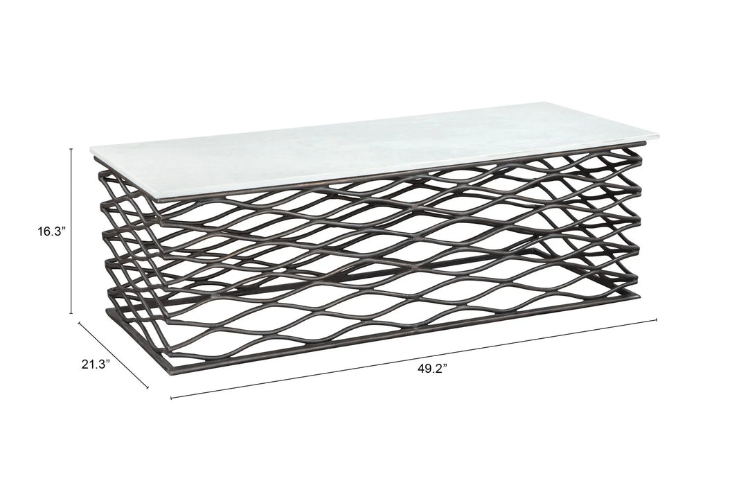 Duchess Coffee Table White & Antique Bronze - AmericanHomeFurniture