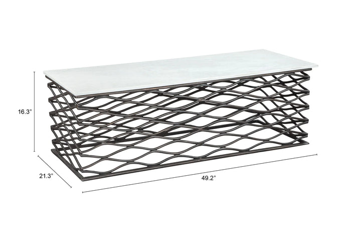 Duchess Coffee Table White & Antique Bronze - AmericanHomeFurniture