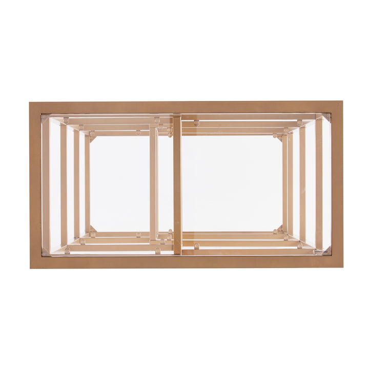American Home Furniture | SEI Furniture - Jaymes Metal/Glass Asymmetrical Étagère/Bookcase - Gold