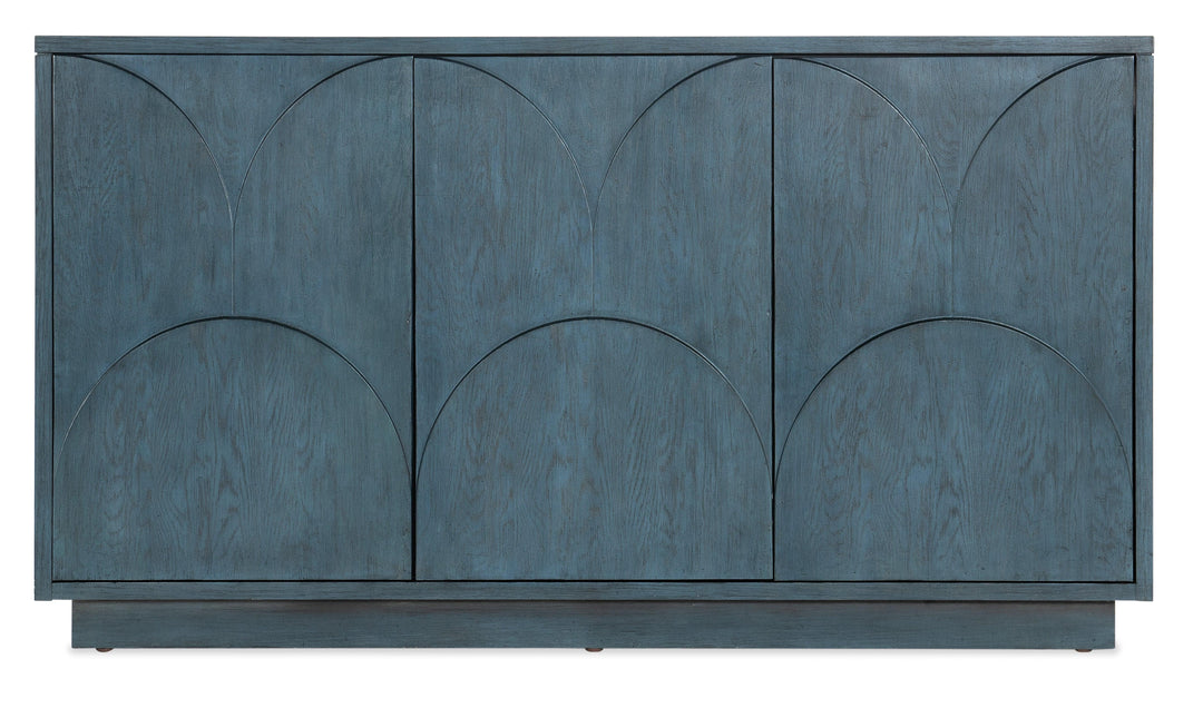 American Home Furniture Hooker Furniture Melange Round Valley Three Door Entertainment Credenza