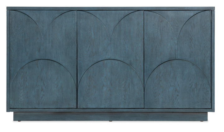 American Home Furniture Hooker Furniture Melange Round Valley Three Door Entertainment Credenza