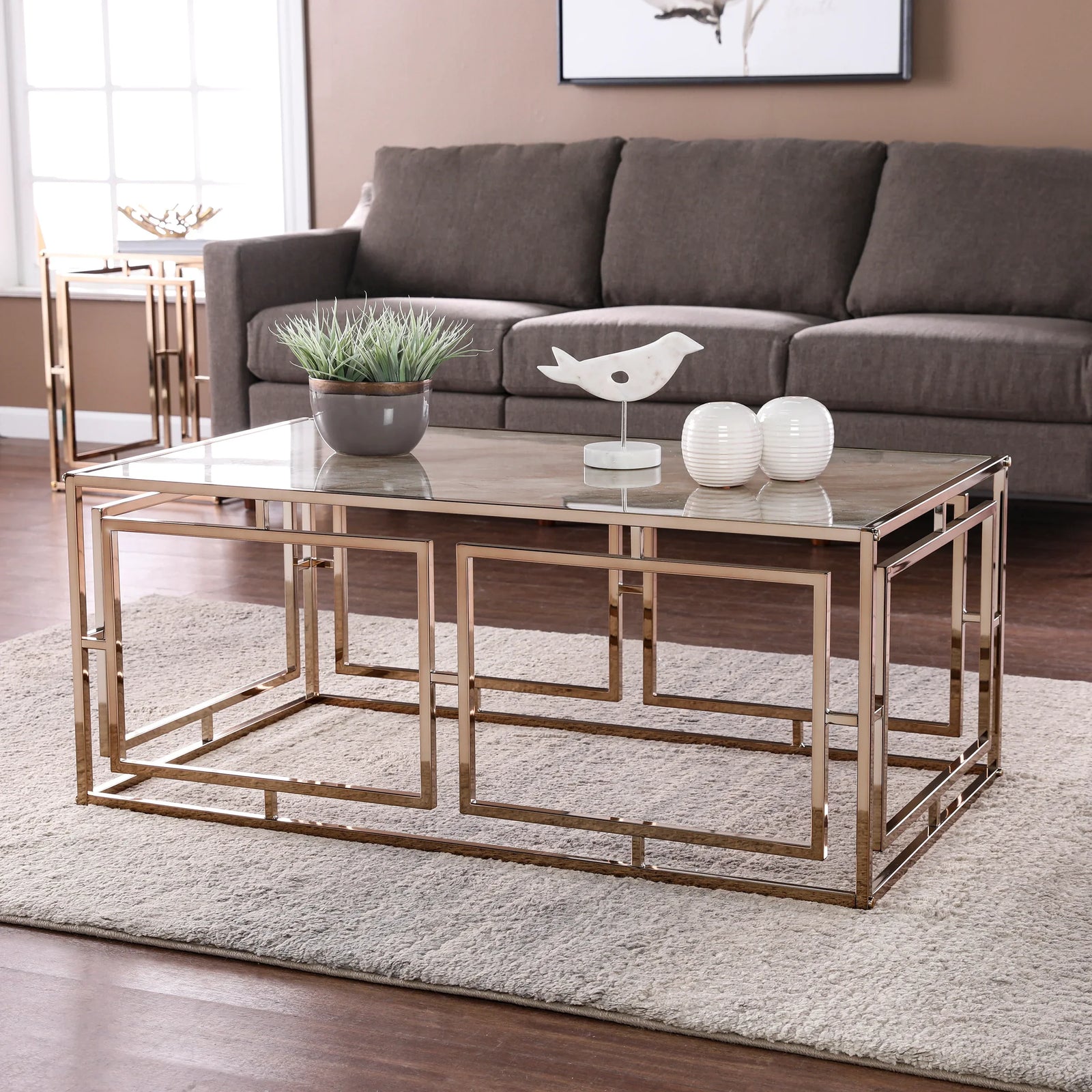 SEI Furniture Simondley Faux Marble Cocktail Table COFFEE TABLES