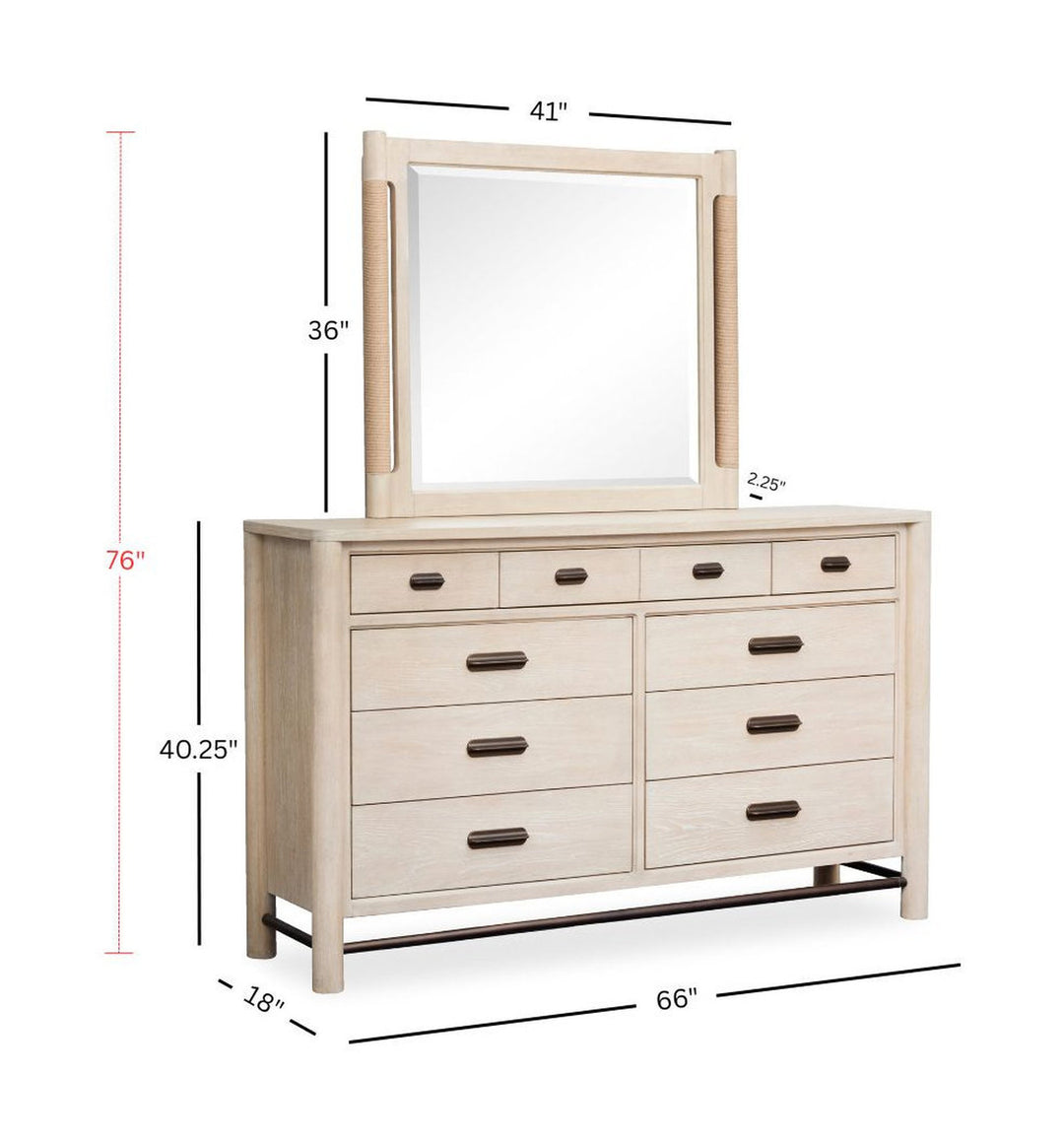 Sunset Cove Sanibel Brown 9 Drawer Dresser With Landscape Mirror - B5783-2040
