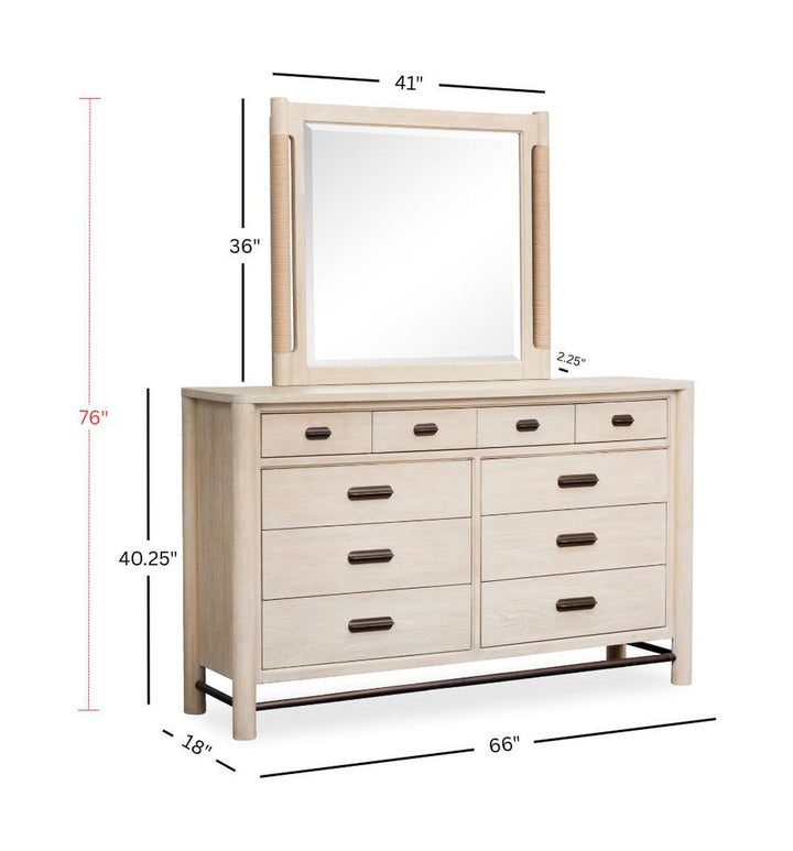 Sunset Cove Sanibel Brown 9 Drawer Dresser With Landscape Mirror - B5783-2040