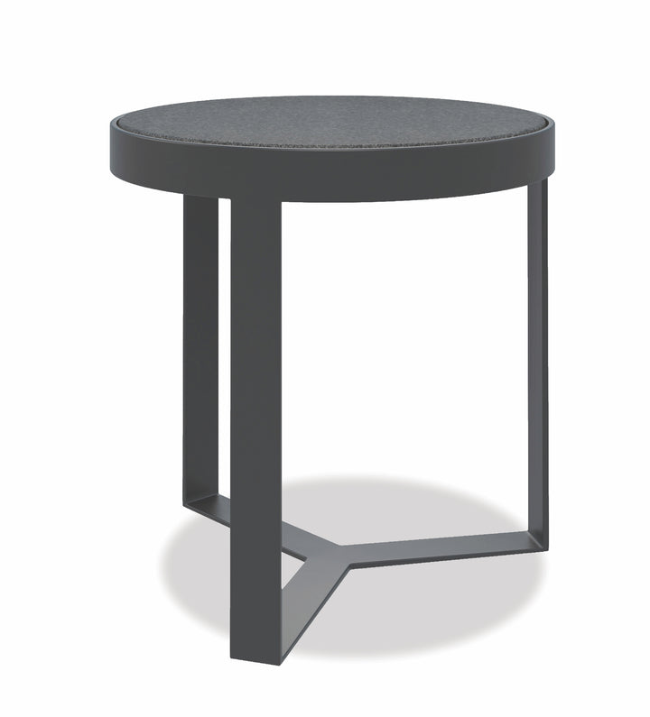 American Home Furniture | Sunset West - Contemporary 18" Round End Table, Graphite Finish with Granite Top