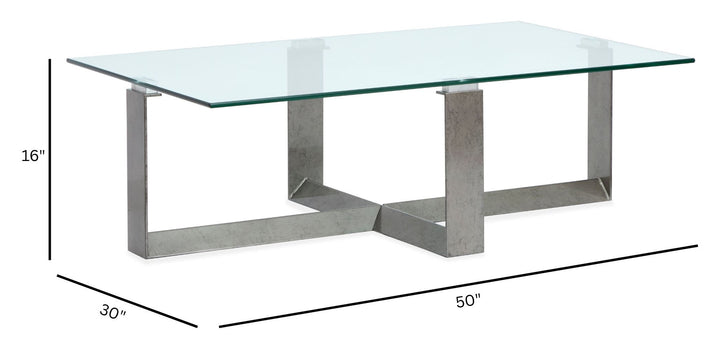 Holden Aged Pewter And Chrome Pucks Rectangular Cocktail Table - T6456-43