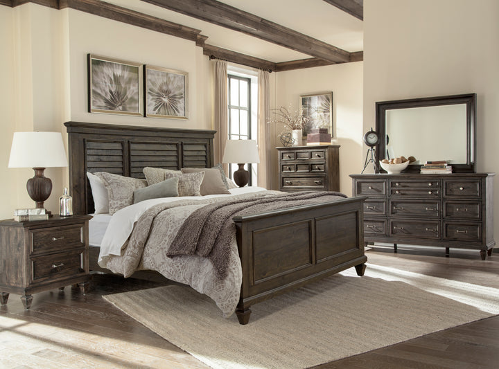 Calistoga Weathered Charcoal Drawer Dresser With Landscape Mirror - B2590-2040