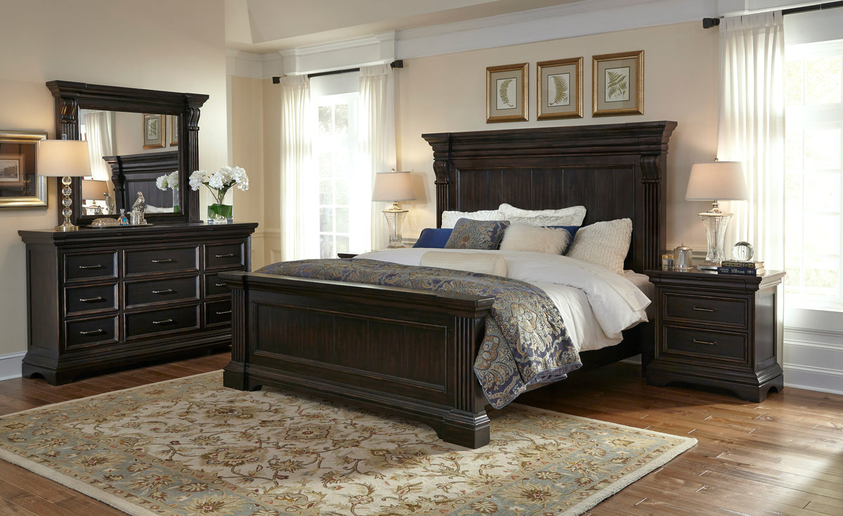 Caldwell Smoked Molasses Queen Panel Bed - P012-BR-K1