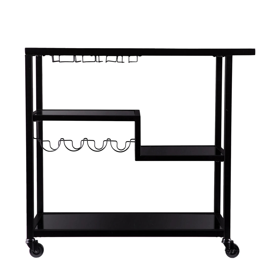 Holly & Martin Zephs Bar Cart – Black w/ Smoked Mirror - AmericanHomeFurniture
