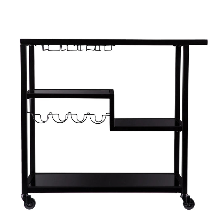Holly & Martin Zephs Bar Cart – Black w/ Smoked Mirror - AmericanHomeFurniture