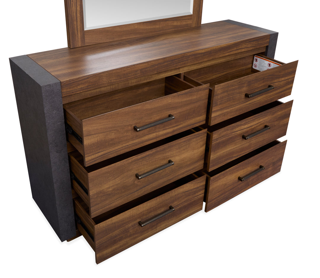 Jensen Tavern Brown Double Drawer Dresser With Paper Mirror - B6306-2248