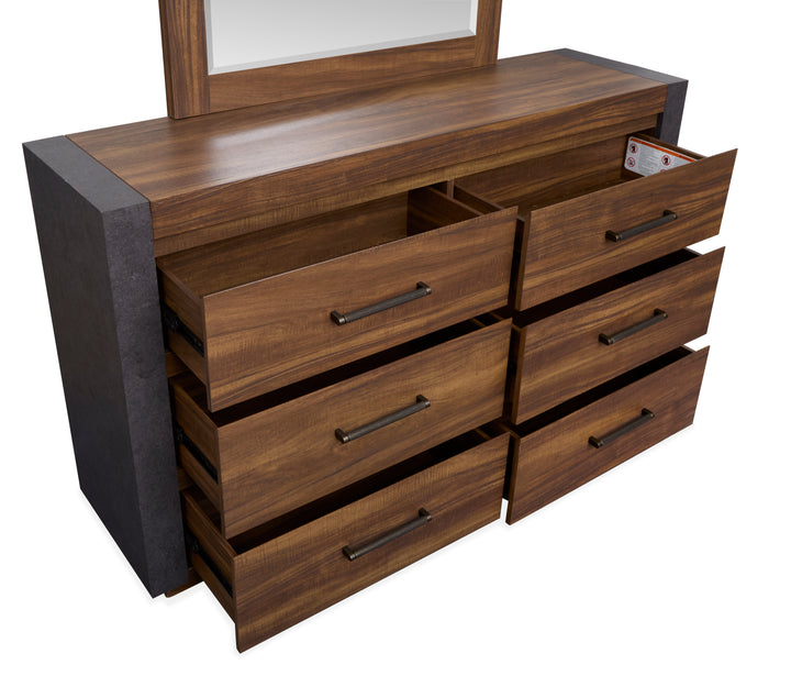 Jensen Tavern Brown Double Drawer Dresser With Paper Mirror - B6306-2248