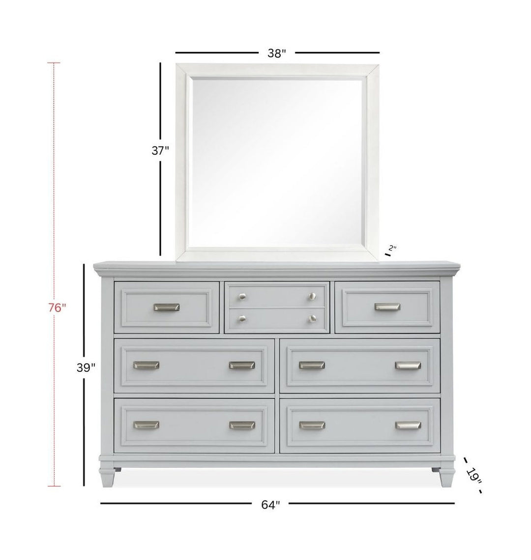 Charleston Harbor Gray And White Dove Grey Drawer Dresser With White Landscape Mirror - B5611-20GY40WH