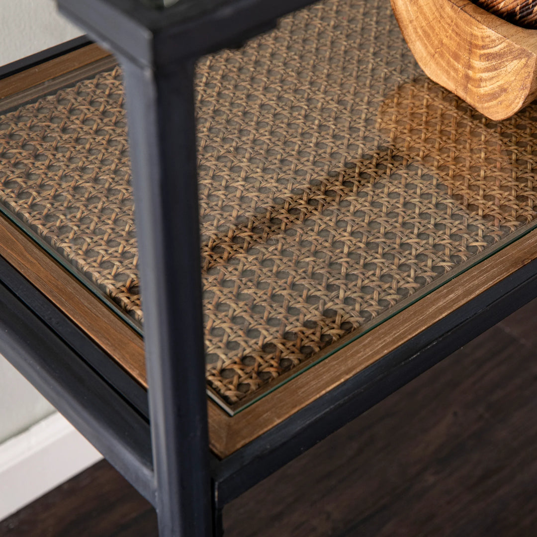 Bladeston Glass-Top Console Table - AmericanHomeFurniture