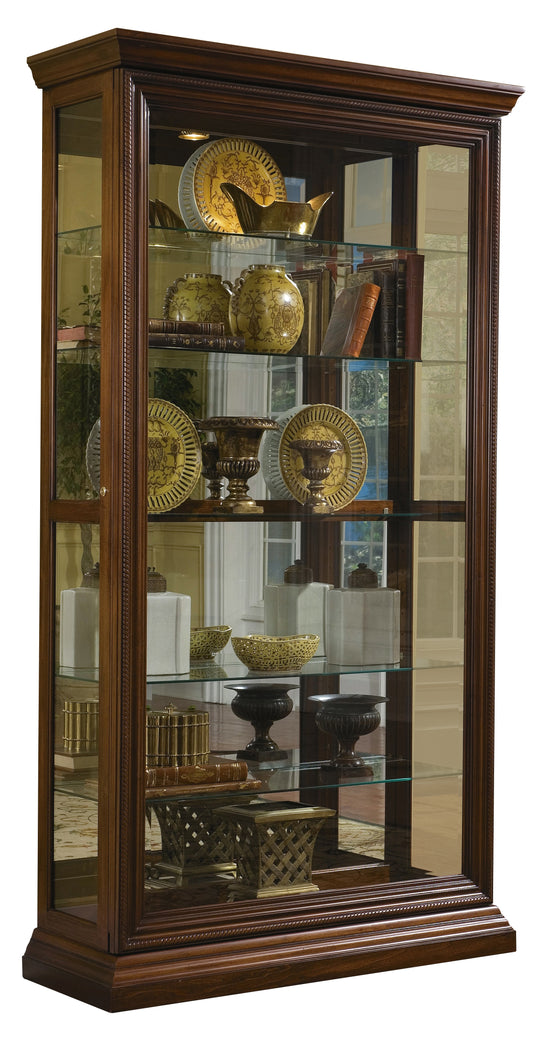 Curios Oak Brown Edwardian 5 Shelf Sliding Door Curio Cabinet - 21015