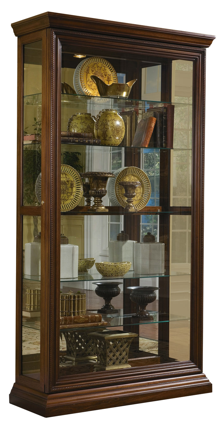 Curios Oak Brown Edwardian 5 Shelf Sliding Door Curio Cabinet - 21015