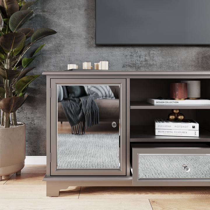 American Home Furniture | SEI Furniture - Mirage Mirrored TV Stand