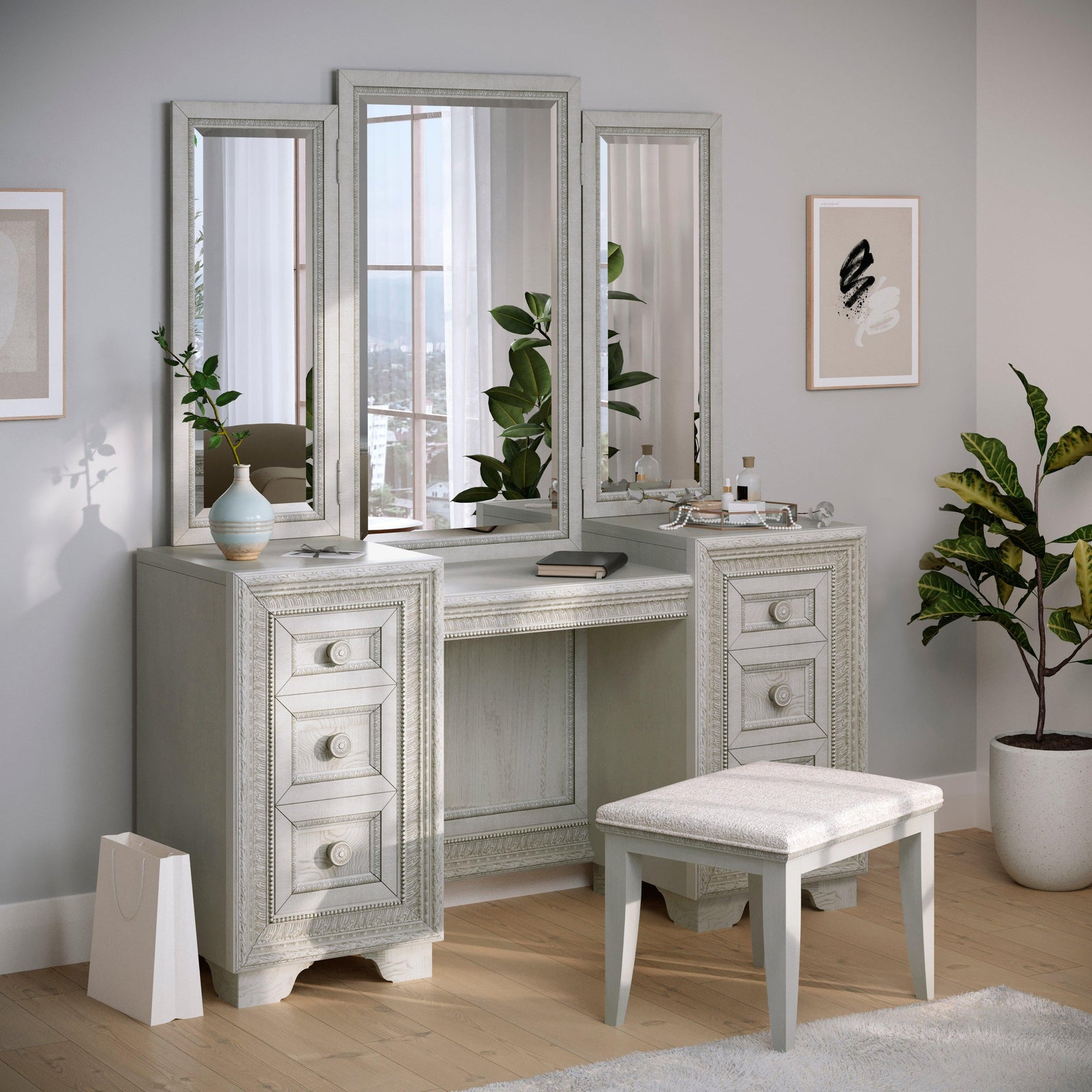 Camila 7 Drawer Vanity - AmericanHomeFurniture